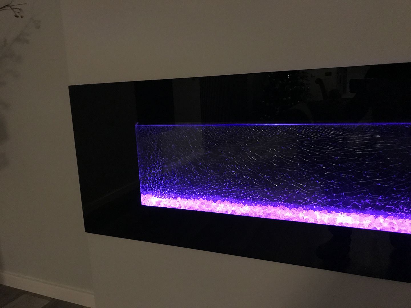 Cracked Ice Glass Fireplace